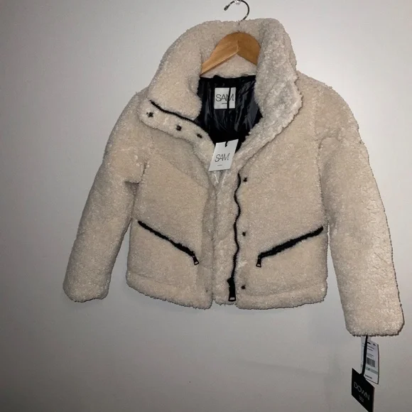 SAM. NYC Girls Sherpa Mid Coat – Size 8 (Almond) – NWT - Picture 12 of 14